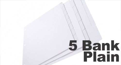 Plain White Copier Tabs: 5 Bank - 1/5 Cut