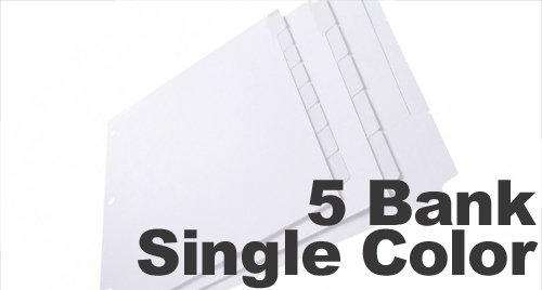 Single Color Mylar (Printable) Tabs: 5 Bank - 1/5 Cut