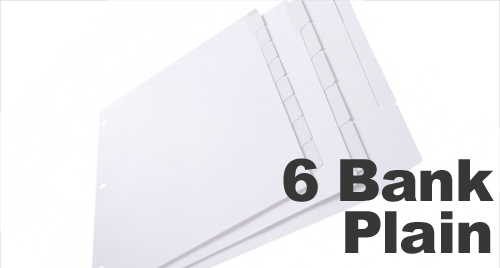 Plain White Copier Tabs: 6 Bank - 1/6 Cut