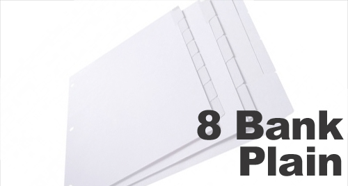 Plain White Copier Tabs: 8 Bank - 1/8 Cut