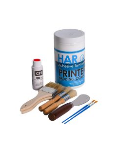 Quart Padding Kit - (1) 1qt White Padding Compound, (1) 2oz Red Compound, (2) 2" Brush, (2) Round Brush, (1) Pad Knife 