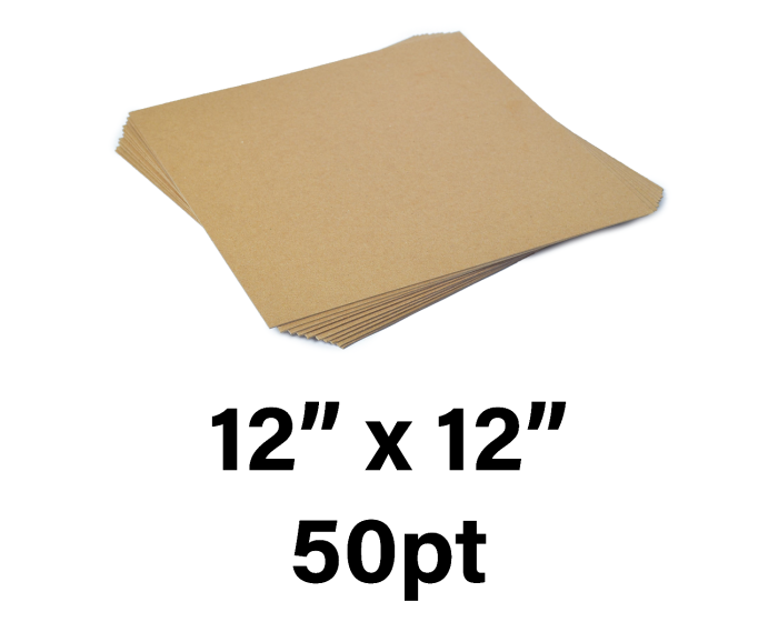 12 x 12 Inches 70 Point Kraft Heavy Duty Chipboard Sheets - 15 Per