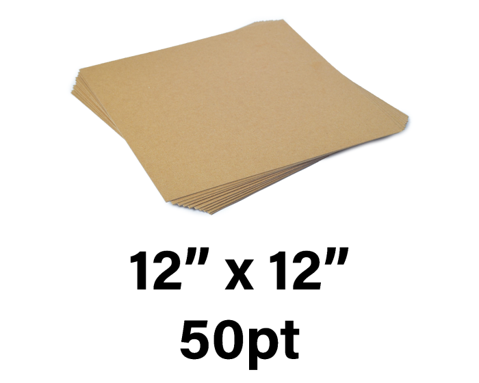 50-Point Heavy Weight Chipboard Sheets, 12 X 12 Inches, US-made, (100  sheets)