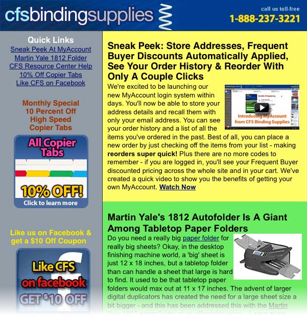CFS Binding Supplies 10-13 Newsletter