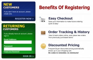 Registration will allow you to store your billing and shipping info on your own account.