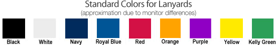 Lanyards available in 9 colors