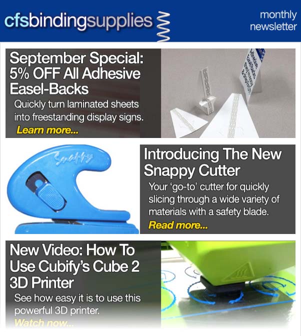 CFS Binding Supplies Sept 2014 Newsletter