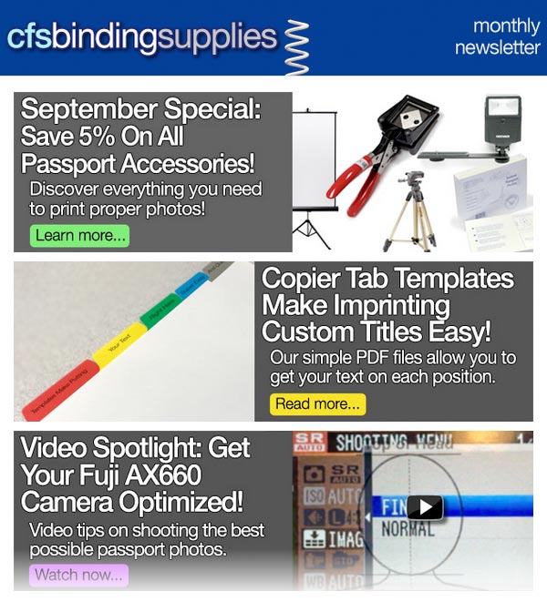 CFS Binding Supplies 9-15 newsletter