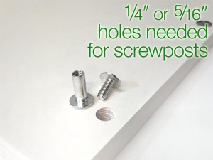 hole size needed for screw post binding