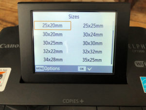 Canon CP1300 CP1200 passport photo sizes